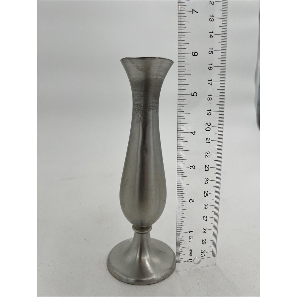 Vintage Leonard Genuine Pewter Bud Vase Bolivia Pedestal Base
